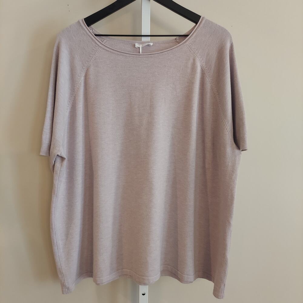NWT Milano Essentials Short Sleeve Sweater 2X Rolled Collar Soft Minimal Capsule